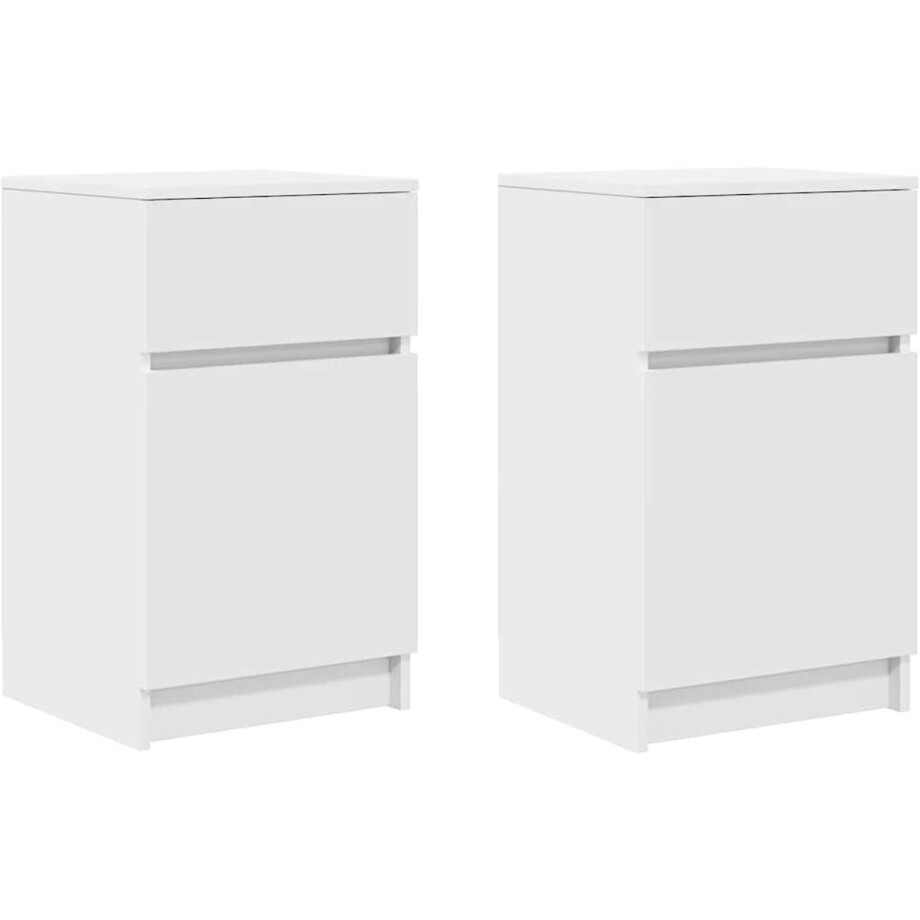 vidaXL - Nachtkastjes - 2 - st - 39x35x65 - cm - bewerkt - hout - wit afbeelding 1