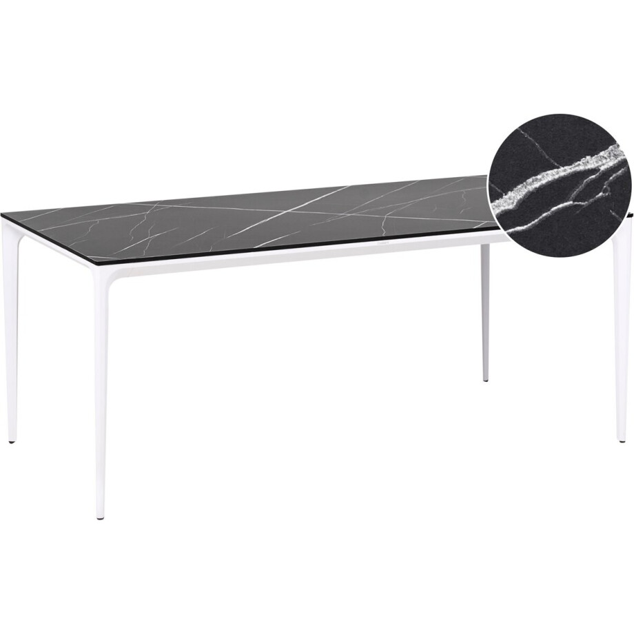 SOVARETO - Tuintafel - Wit/Zwart - HPL/Aluminium/marmer afbeelding 1