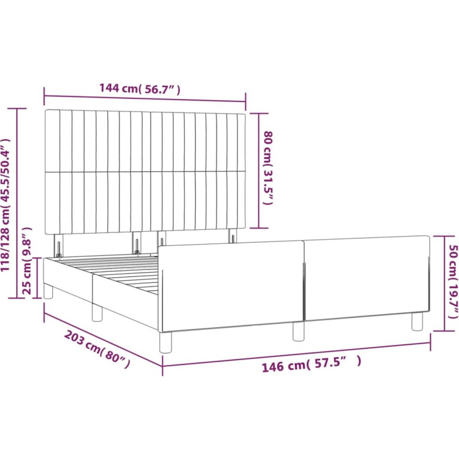 vidaXL - Bedframe - zonder - matras - stof - taupe - 140x200 - cm afbeelding 1
