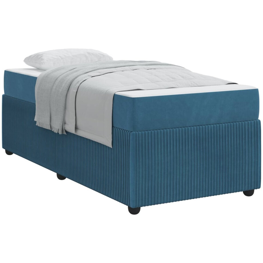 vidaXL - Bedframe - met - matras - Blauw - 100 - x - 200 - cm - Stof afbeelding 1