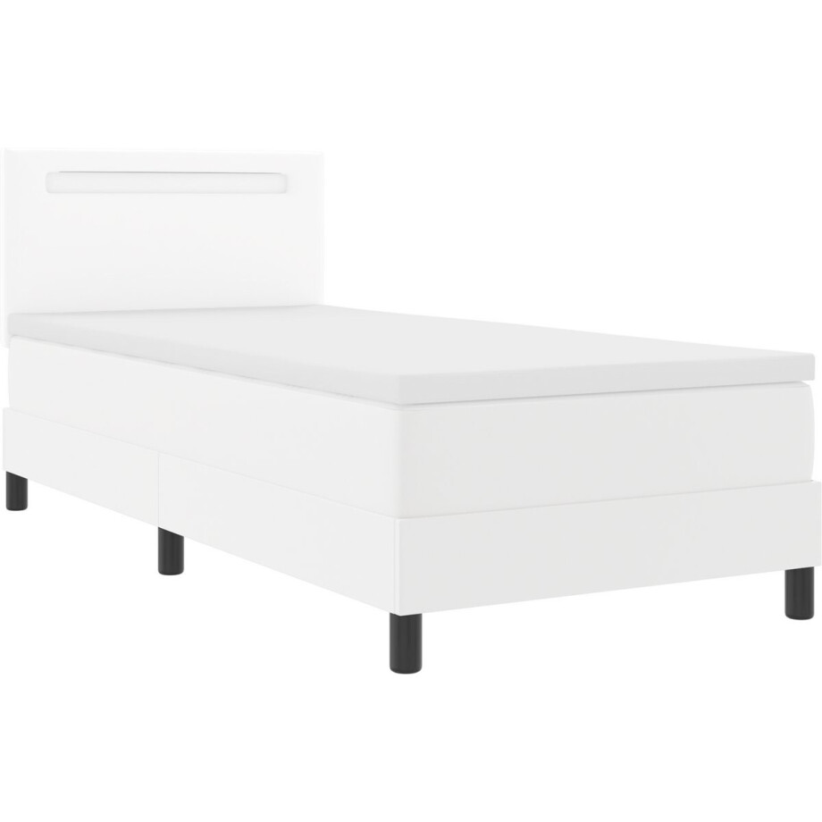 vidaXL - Boxspring - bed - met - matras - Wit - 100 - x - 200 - cm - Kunstleer afbeelding 1