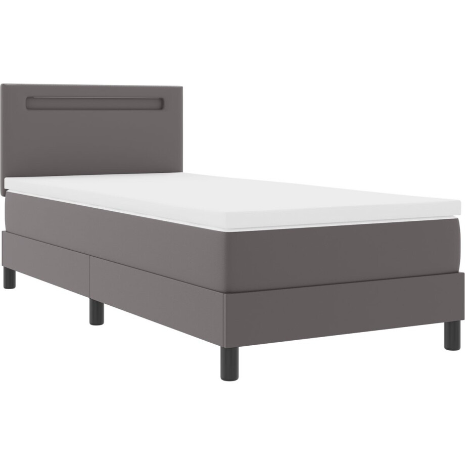 vidaXL - Boxspring - bed - met - matras - Grijs - 100 - x - 200 - cm - Kunstleer afbeelding 1