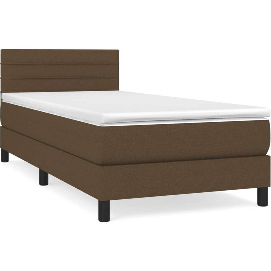 vidaXL - Boxspring - met - matras - stof - donkerbruin - 90x190 - cm vidaXL - Boxspring - met - matras - stof - donkerbruin - 90x190 - cm afbeelding 1
