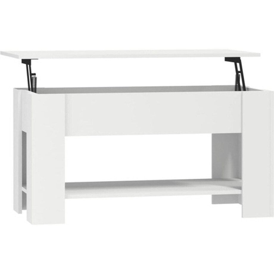 vidaXL - Salontafel - 101x49x52 - cm - bewerkt - hout - wit afbeelding 1