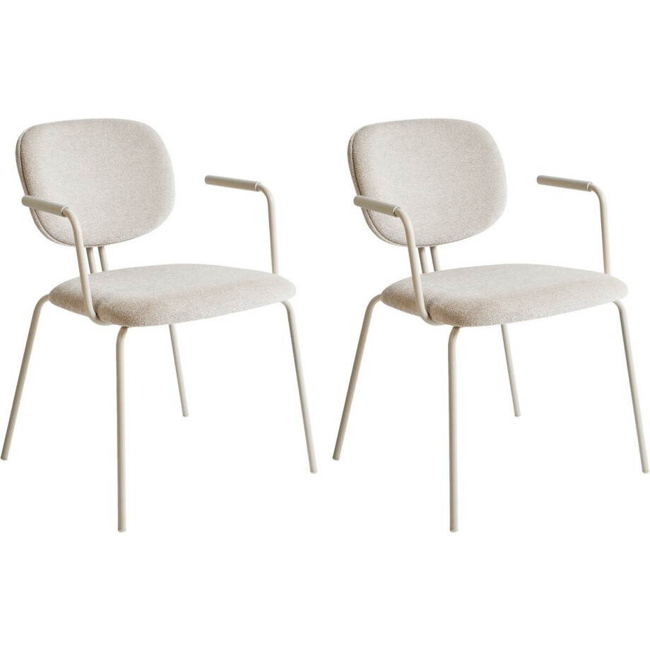 BELIANI CARILLE - Eetkamerstoel set van 2 - Lichtbeige - Chenille afbeelding 1