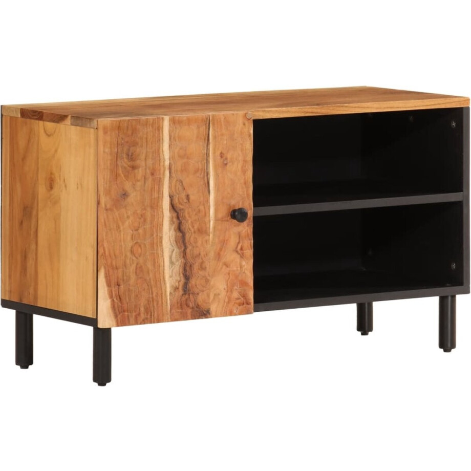 vidaXL - Tv-meubel - 80x33x46 - cm - massief - acaciahout vidaXL - Tv-meubel - 80x33x46 - cm - massief - acaciahout afbeelding 1