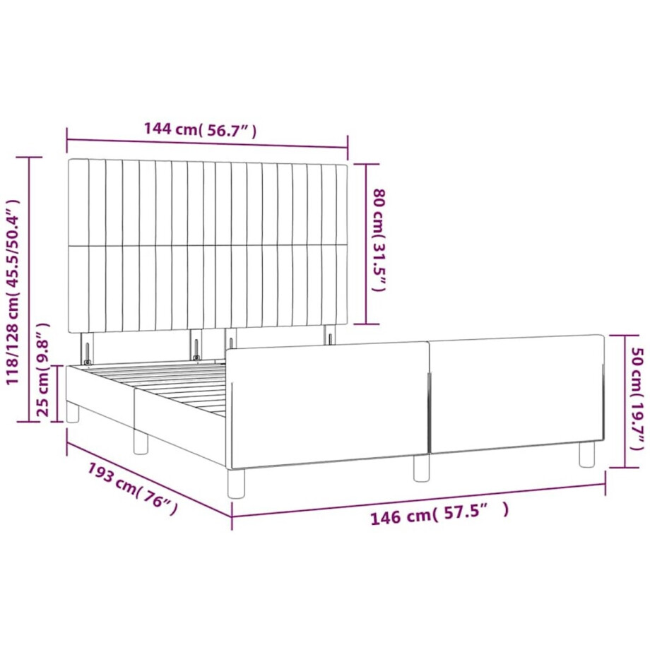 vidaXL - Bedframe - zonder - matras - stof - taupe - 140x190 - cm afbeelding 1