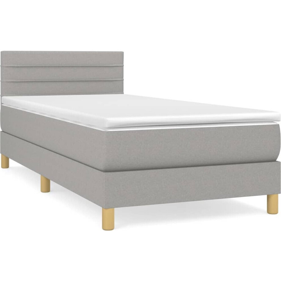 vidaXL - Boxspring - met - matras - stof - lichtgrijs - 80x200 - cm vidaXL - Boxspring - met - matras - stof - lichtgrijs - 80x200 - cm afbeelding 1