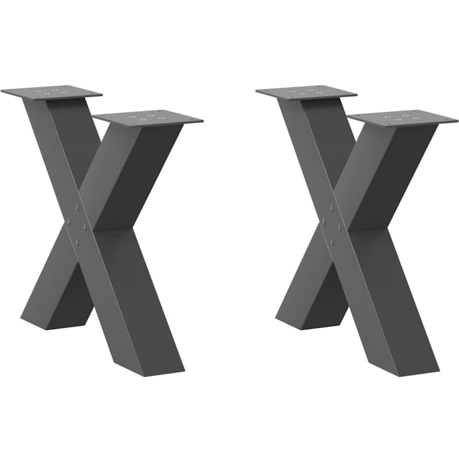 vidaXL Salontafelpoten - X-vormig - Staal - 2 stuks Salontafel Potten - Metalen Tafelpoten - X-vormige Tafelpoten - Salontafel Onderstel - Tafelpoten Zwart afbeelding 1