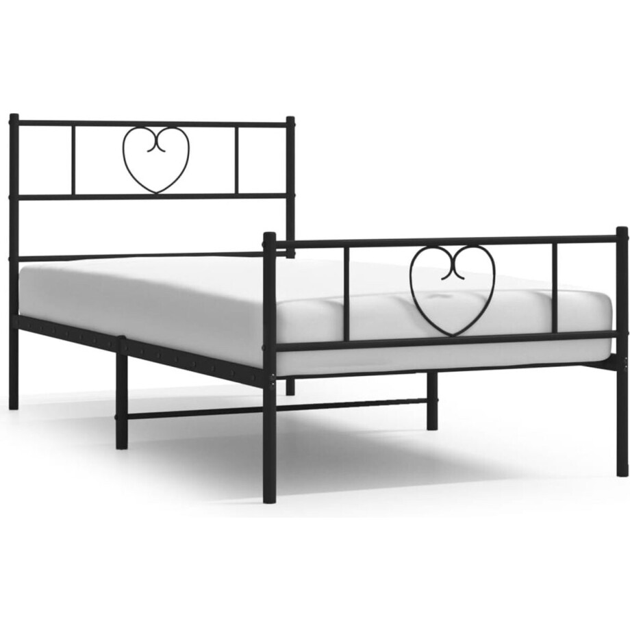 vidaXL - Bedframe - met - hoofd- - en - voeteneinde - metaal - zwart - 100x190 - cm vidaXL - Bedframe - met - hoofd- - en - voeteneinde - metaal - zwart - 100x190 - cm afbeelding 1