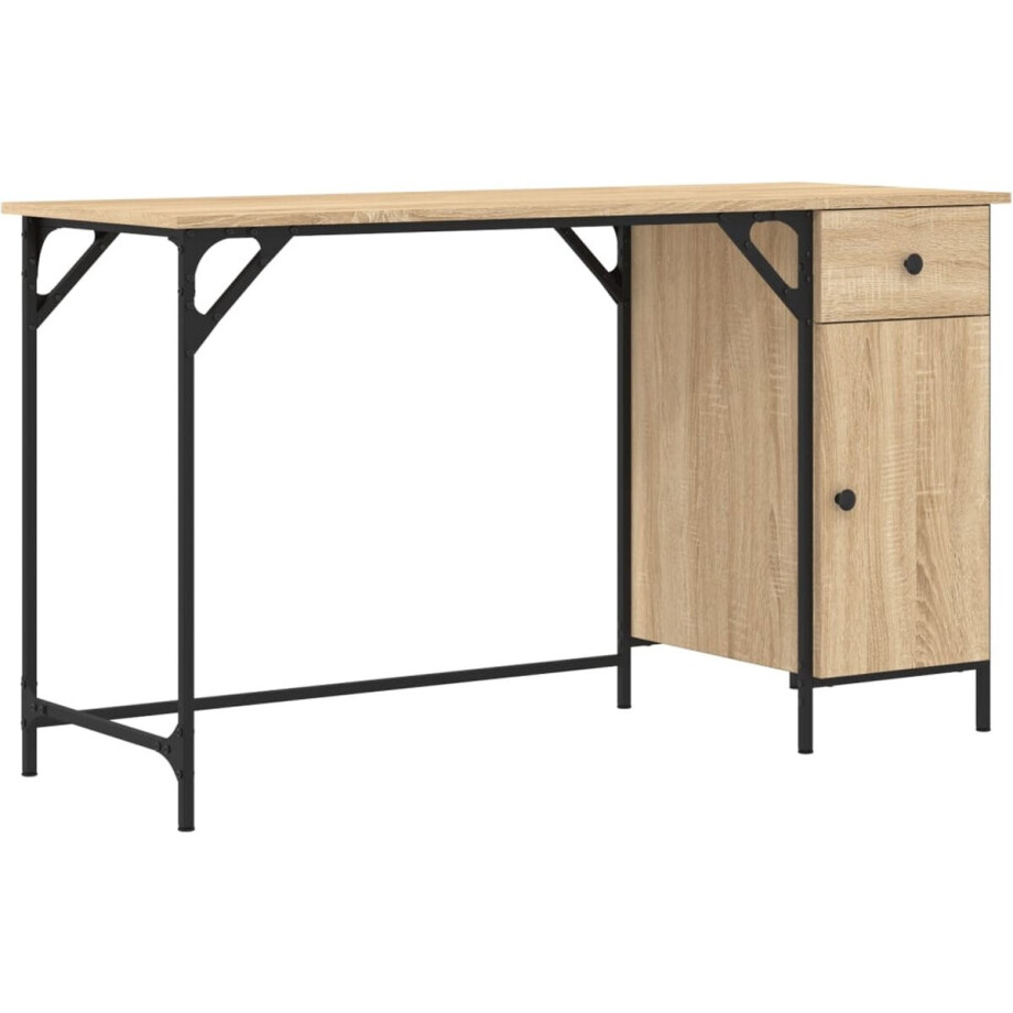 vidaXL - Bureau - 131x48x75 - cm - bewerkt - hout - sonoma - eikenkleurig vidaXL - Bureau - 131x48x75 - cm - bewerkt - hout - sonoma - eikenkleurig afbeelding 1