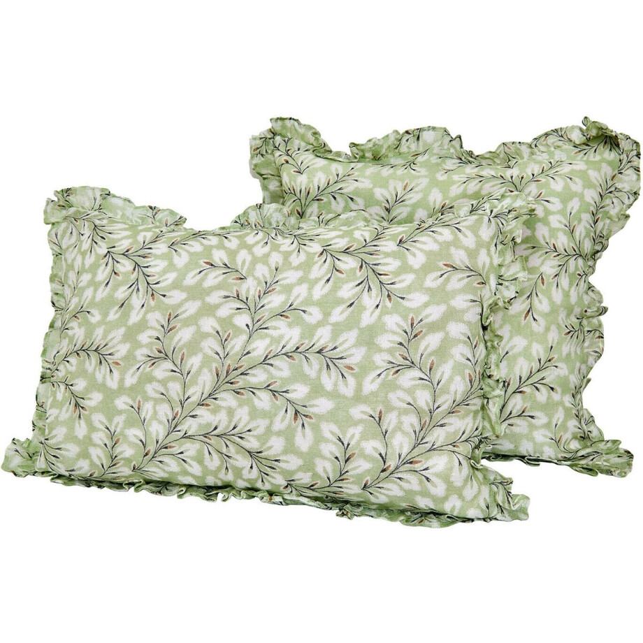LOBERON Kussenhoes set van 2 Norelline groen/wit afbeelding 1