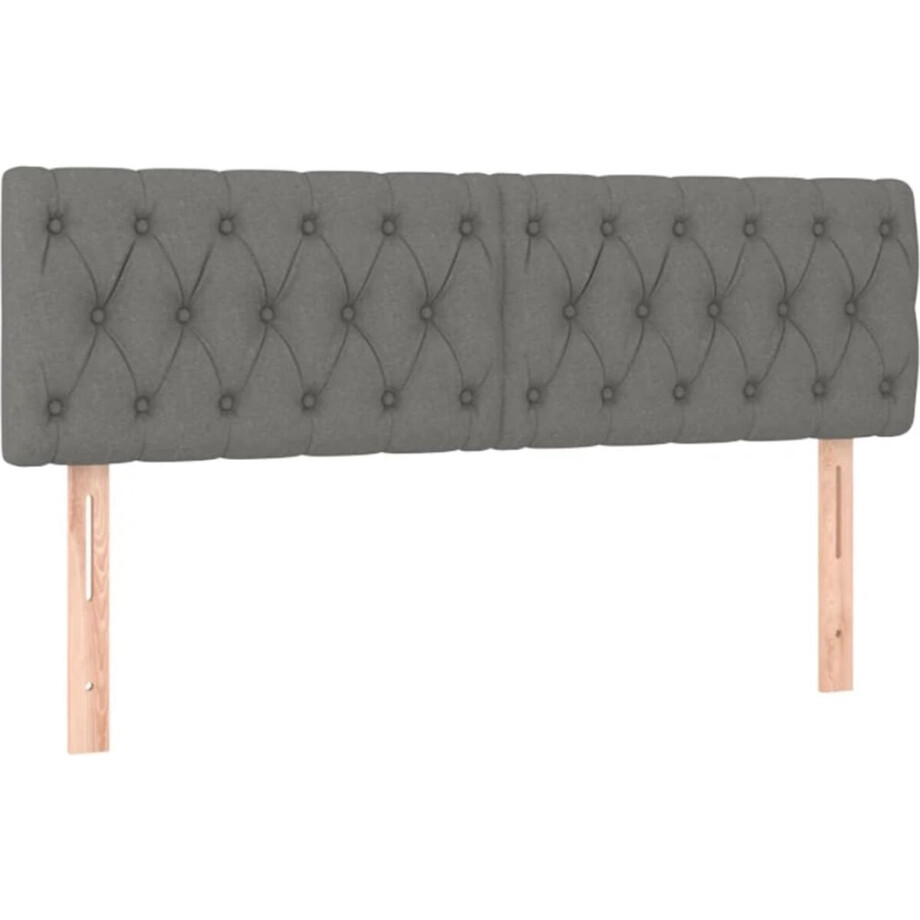 vidaXL - Hoofdborden - 2 - st - 80x7x78/88 - cm - stof - donkergrijs afbeelding 1
