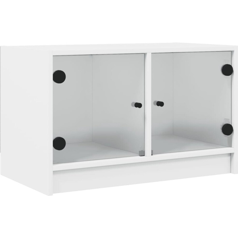 vidaXL - Tv-meubel - met - glazen - deuren - 68x37x42 - cm - wit afbeelding 1