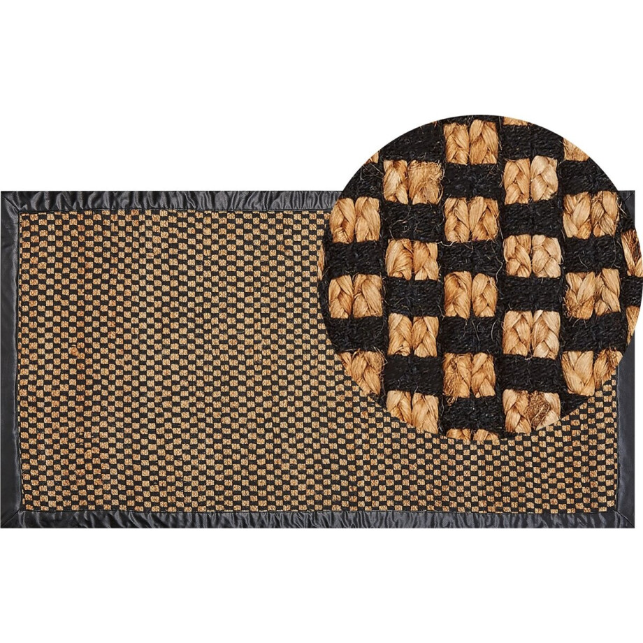 BELIANI GERCE - Laagpolig vloerkleed - Zwart/Beige - 80 x 150 cm - Jute afbeelding 1