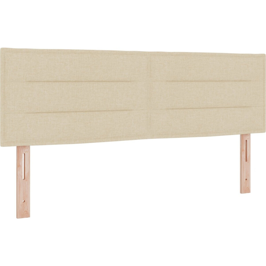 vidaXL - LED - Hoofdbord - met - LED-stripverlichting - Crème - 144 - cm - Stof afbeelding 1