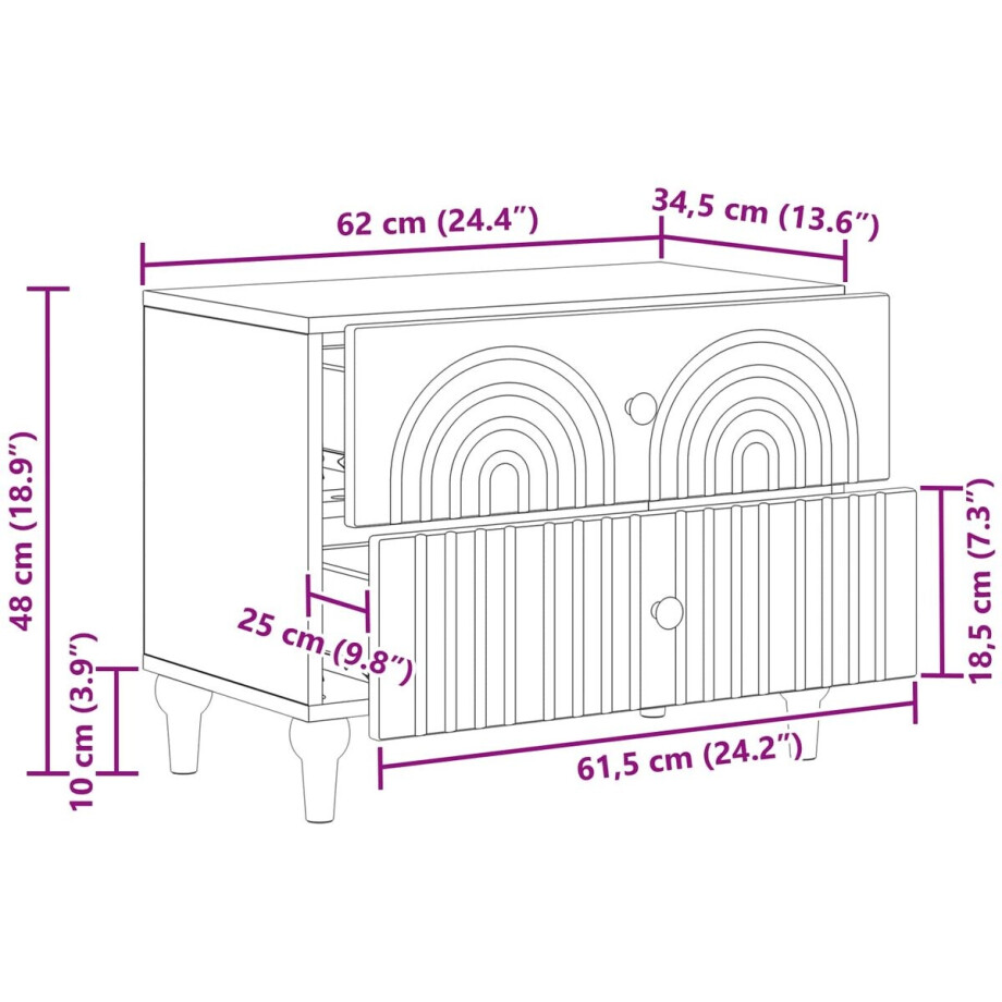 vidaXL - Nachtkastje - Sonoma - Eiken - 62 - x - 34,5 - x - 48 - cm - Bewerkt - hout vidaXL - Nachtkastje - Sonoma - Eiken - 62 - x - 34,5 - x - 48 - cm - Bewerkt - hout afbeelding 1