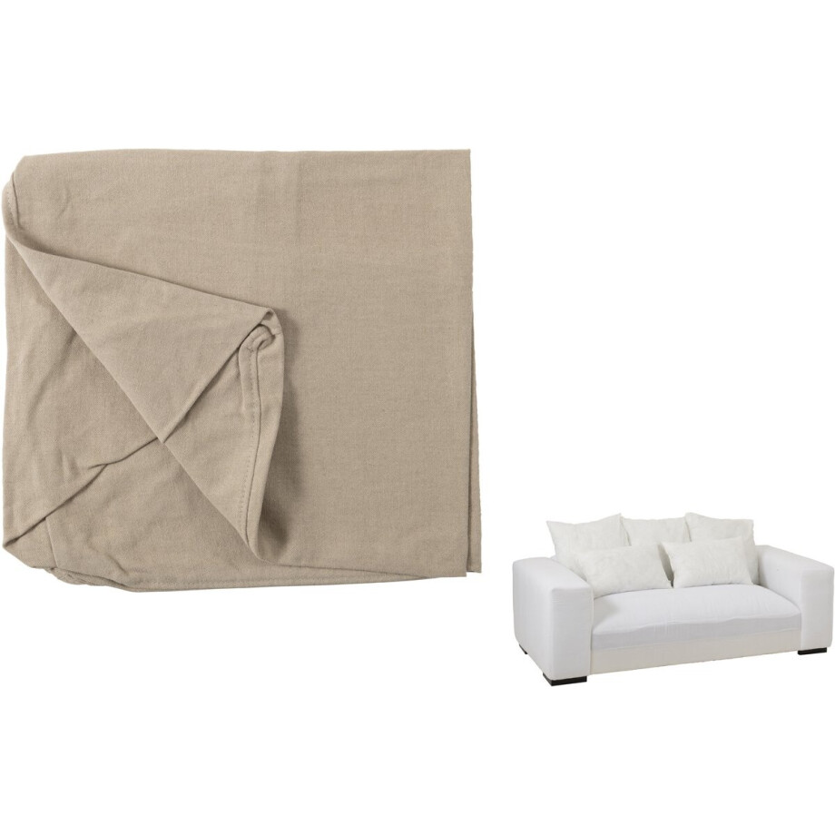 J-Line hoes voor Zetel + 5 Kussens Monaco Sofa - linnen - naturel afbeelding 1