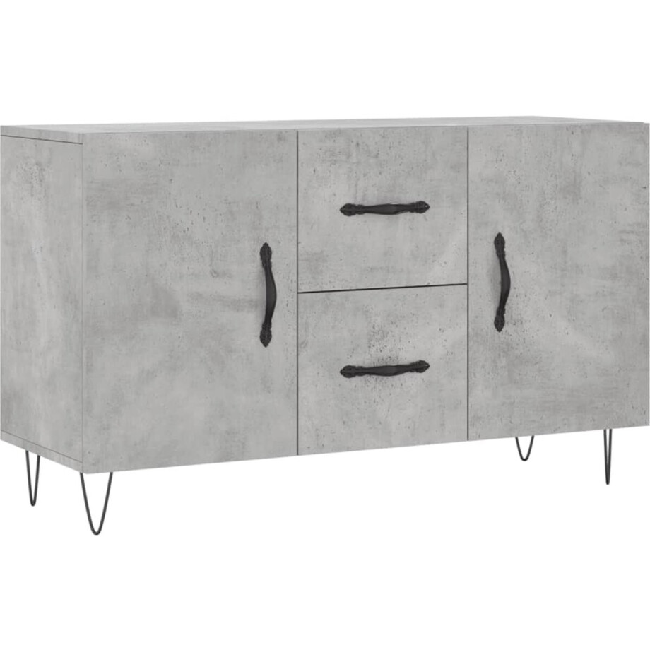 vidaXL - Dressoir - 100x36x60 - cm - bewerkt - hout - betongrijs vidaXL - Dressoir - 100x36x60 - cm - bewerkt - hout - betongrijs afbeelding 1