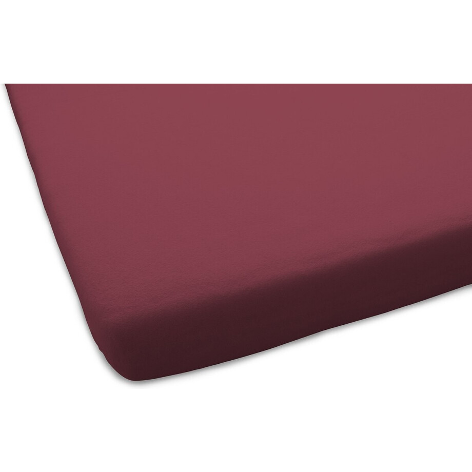 Dutch Dreams Molton Matrasbeschermer Hoeslaken - Aanbieding 1+1 Gratis - 140/150x200cm - Bordeaux Rood - Flanel Stretch - 2 stuks afbeelding 1
