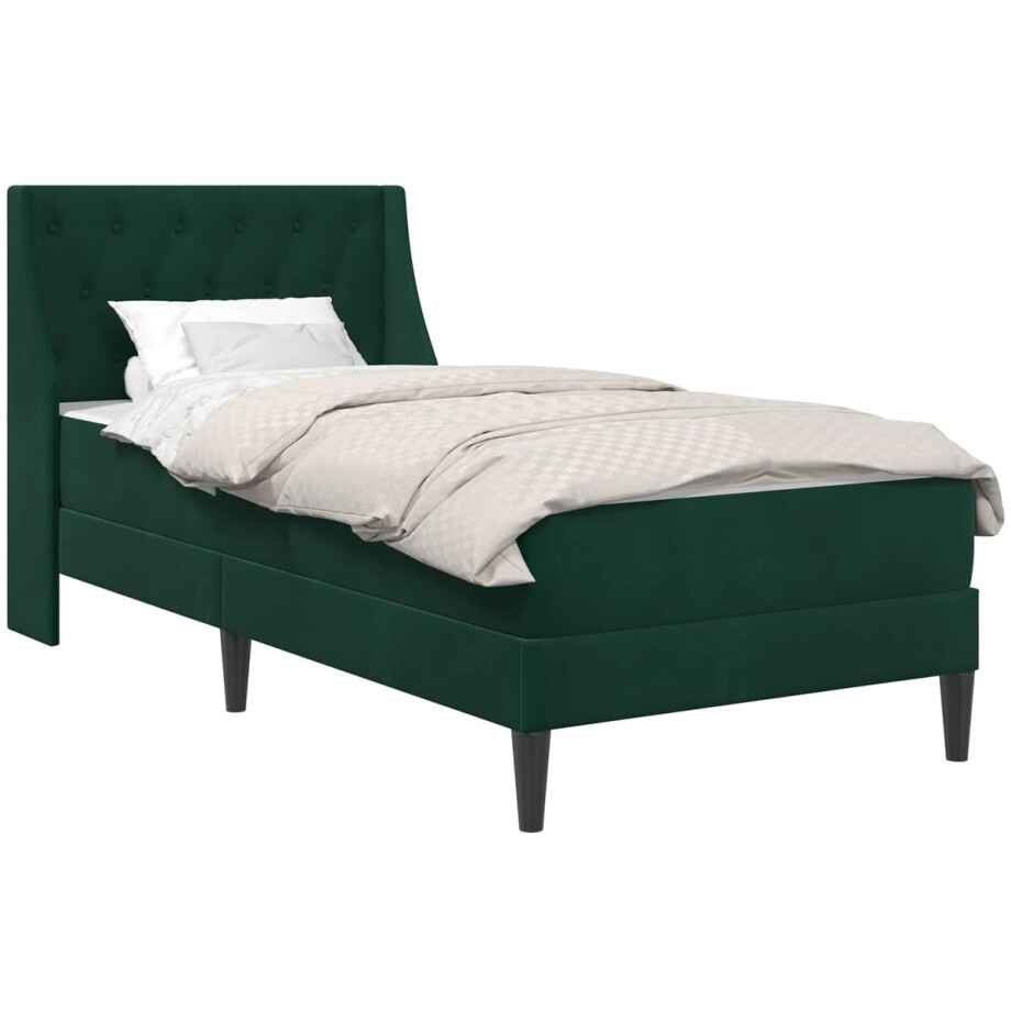 vidaXL - Bedframe - met - matras - met - matras - Donkergroen - 80 - x - 200 - cm - Fluweel vidaXL - Bedframe - met - matras - met - matras - Donkergroen - 80 - x - 200 - cm - Fluweel afbeelding 1