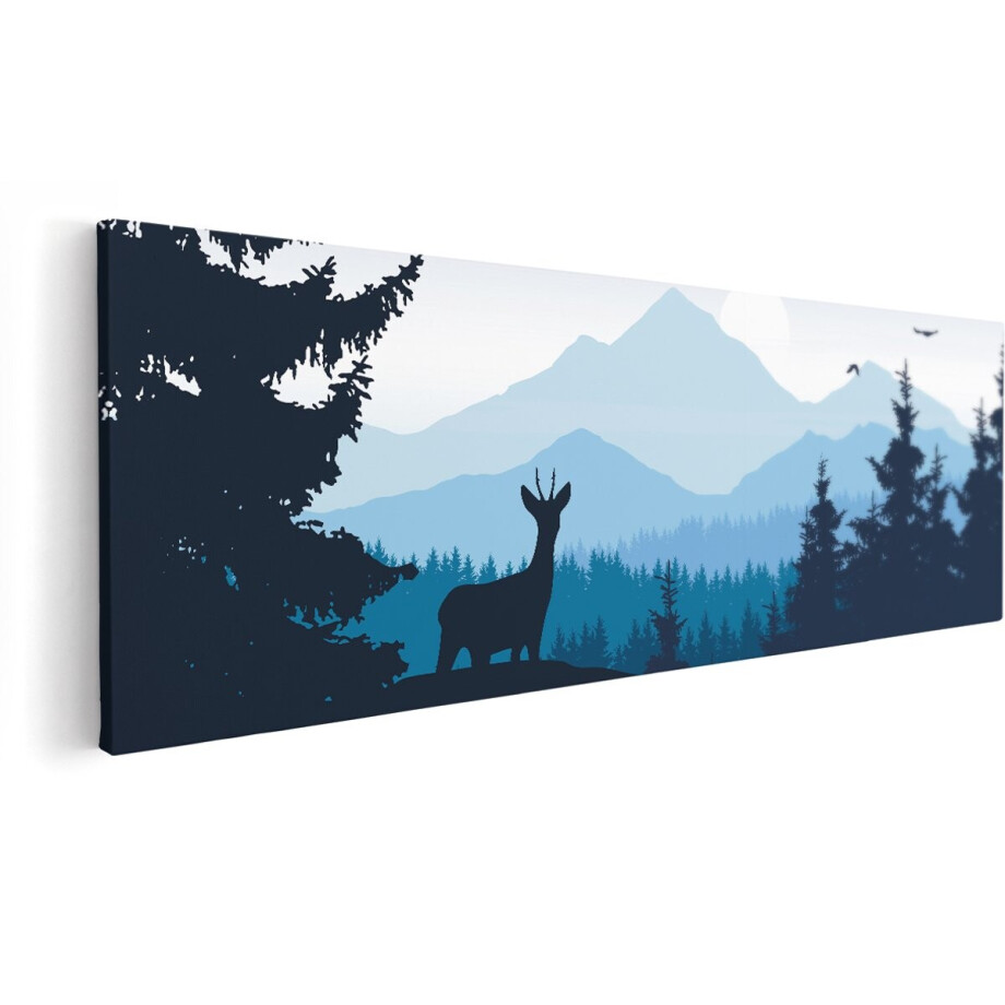 Artaza Canvas Schilderij Hert In Het Bos - Silhouet - 150x50 cm - Groot - Wanddecoratie Woonkamer - Schilderijen - Muurdecoratie Artaza Canvas Schilderij Hert In Het Bos - Silhouet - 150x50 cm - Groot - Wanddecoratie Woonkamer - Schilderijen - Muurdecoratie afbeelding 1