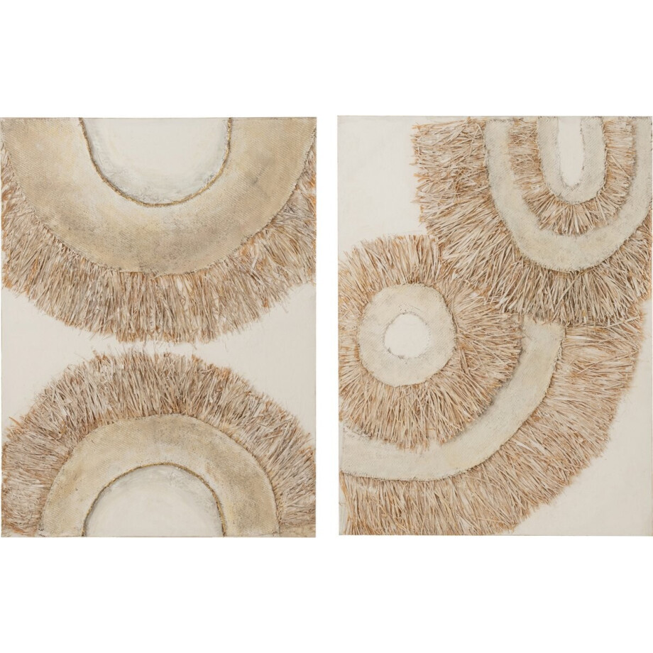 J-Line wanddecoratie Ibiza - canvas/verf - creme/wit - 2 stuks J-Line wanddecoratie Ibiza - canvas/verf - creme/wit - 2 stuks afbeelding 1