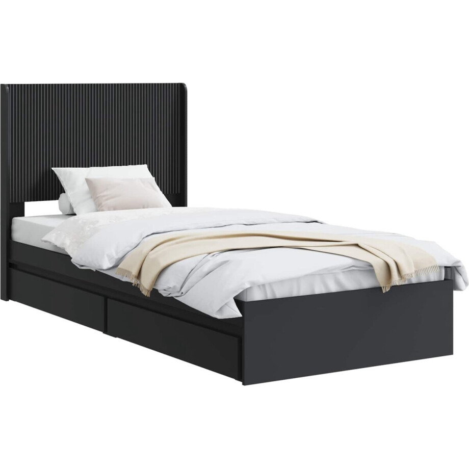vidaXL - Bedframe - met - opbergruimte - en - hoofdbord - Zwart - 90 - x - 190 - cm vidaXL - Bedframe - met - opbergruimte - en - hoofdbord - Zwart - 90 - x - 190 - cm afbeelding 1