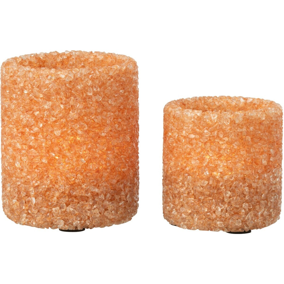 J-Line theelichthouder - steen/glas - roestbruin - set van 2 afbeelding 1