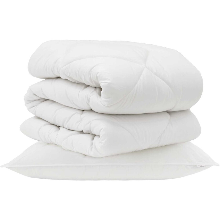 vidaXL - Dekbed - met - kussen - 2 - st - Wit - Microvezel afbeelding 1