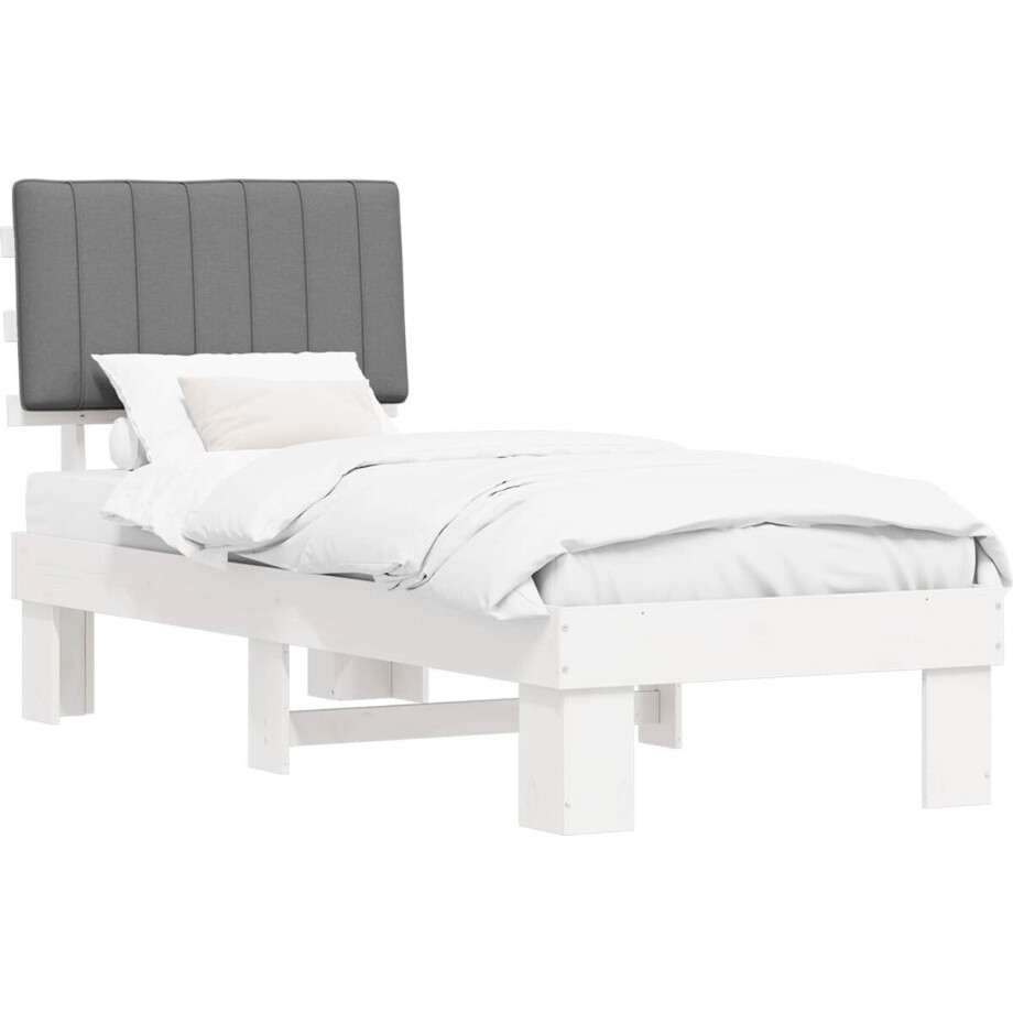 vidaXL - Bedframe - met - Gevoerde - Hoofdbord - Lichtgrijs - 75 - x - 190 - cm afbeelding 1