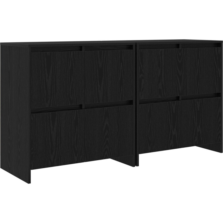 vidaXL - Dressoirs - 2 - pcs - Zwart - eiken - 70 - x - 41 - x - 75 - cm - Bewerkt - hout vidaXL - Dressoirs - 2 - pcs - Zwart - eiken - 70 - x - 41 - x - 75 - cm - Bewerkt - hout afbeelding 1