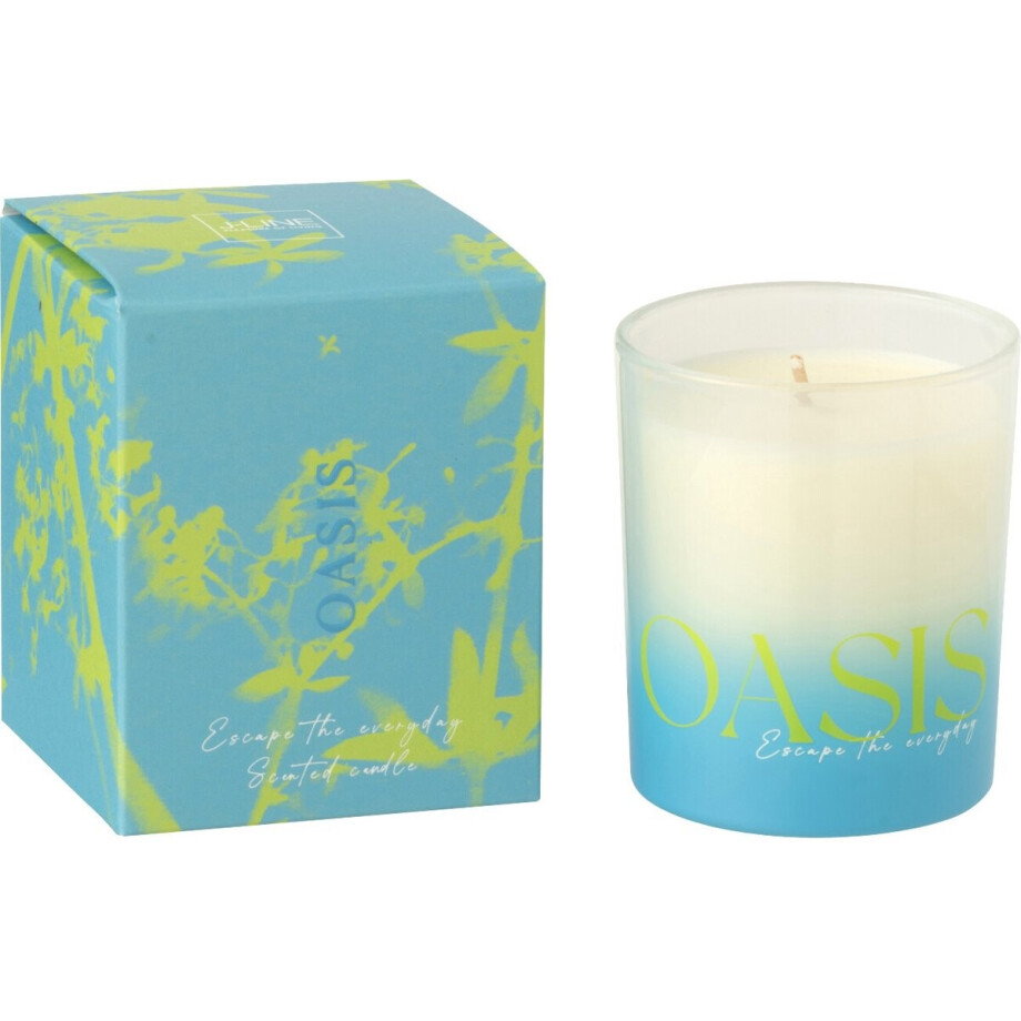 J-Line geurkaars Oasis - Spring Ivy & Neroli - polyresin - blauw/groen - small J-Line geurkaars Oasis - Spring Ivy & Neroli - polyresin - blauw/groen - small afbeelding 1