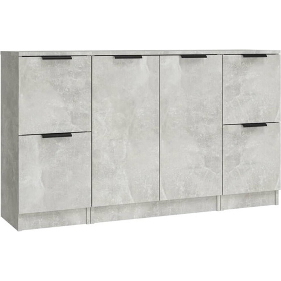 vidaXL - Dressoirs - 3 - st - bewerkt - hout - betongrijs afbeelding 1