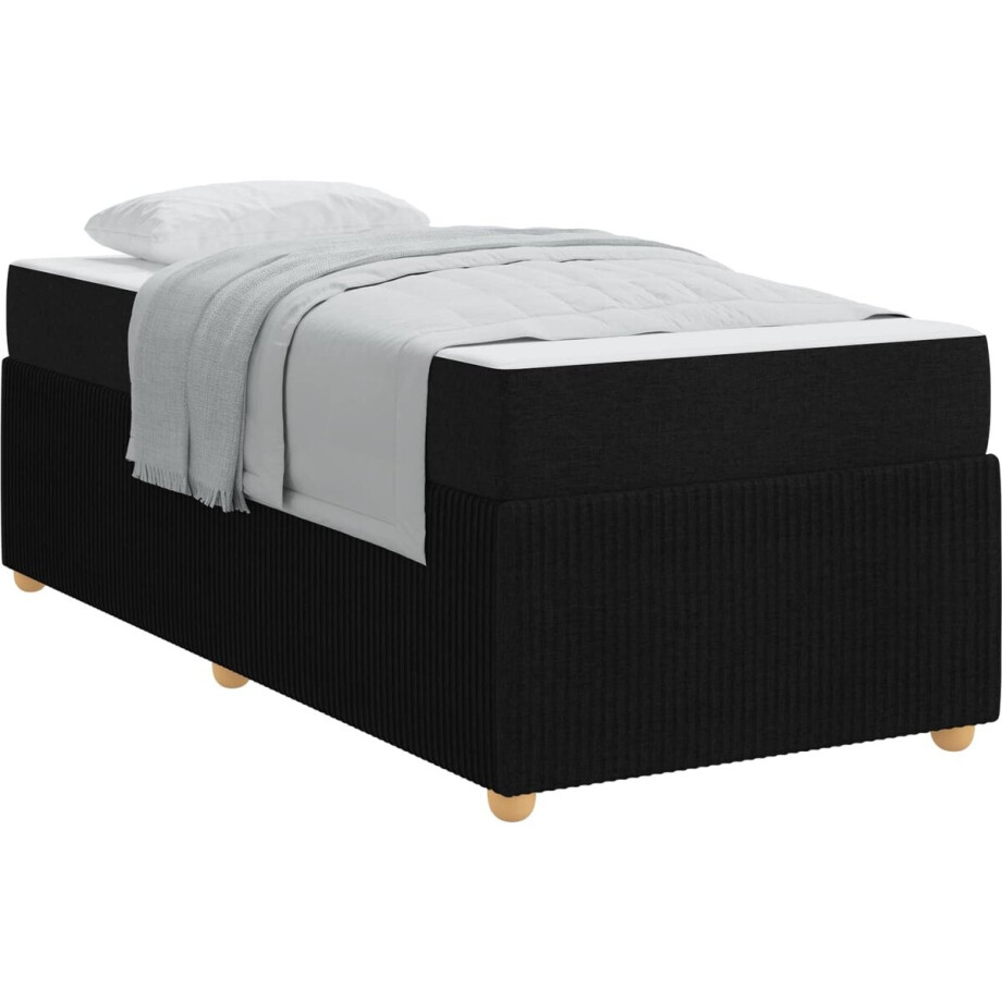 vidaXL - Bedframe - Zwart - 90 - x - 200 - cm - Stof vidaXL - Bedframe - Zwart - 90 - x - 200 - cm - Stof afbeelding 1