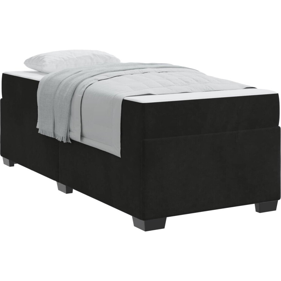 vidaXL - Bedframe - met - matras - Zwart - 100 - x - 200 - cm - Stof afbeelding 1