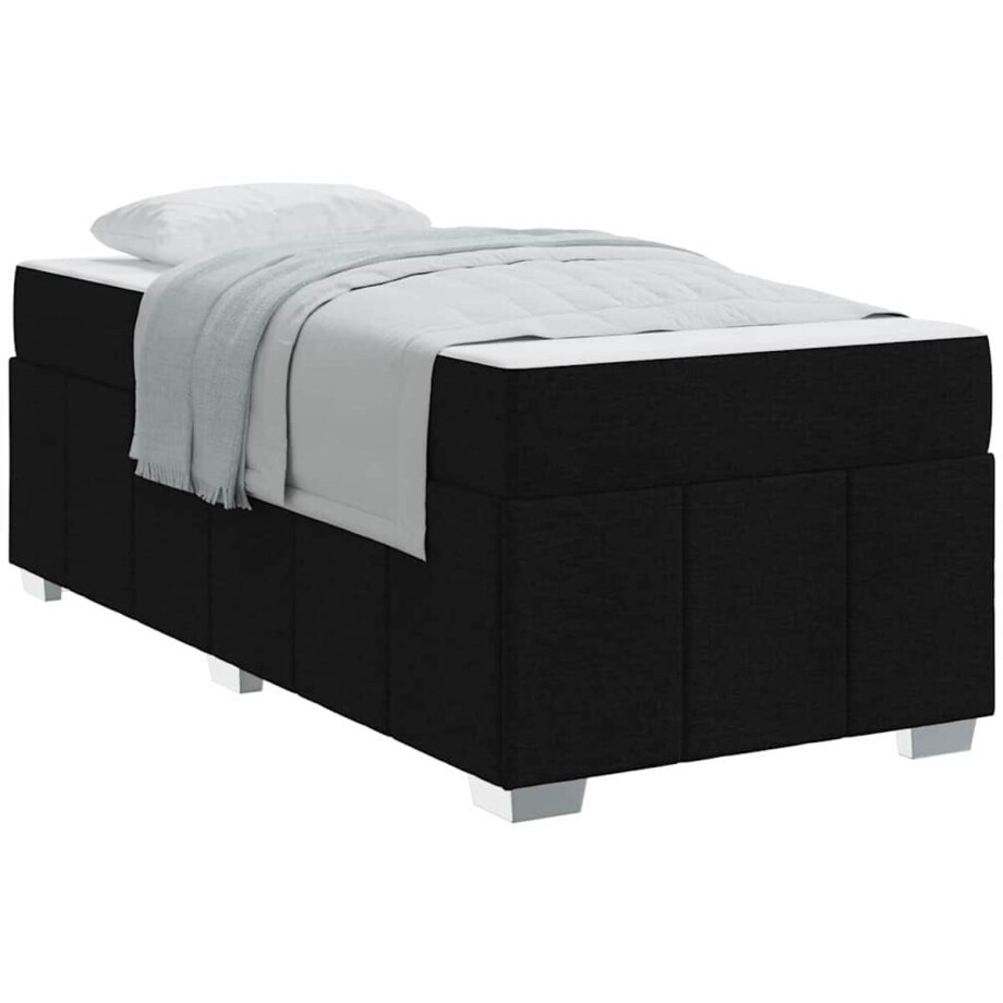 vidaXL - Bedframe - met - matras - Zwart - 90 - x - 190 - cm - Stof afbeelding 1