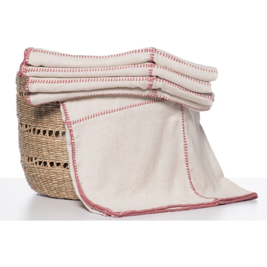 hiPPs Patchwork Plaid Lalay Nature RASPBERRY stitched  | bedsprei | deken | throw | blanket | bedcover afbeelding 1