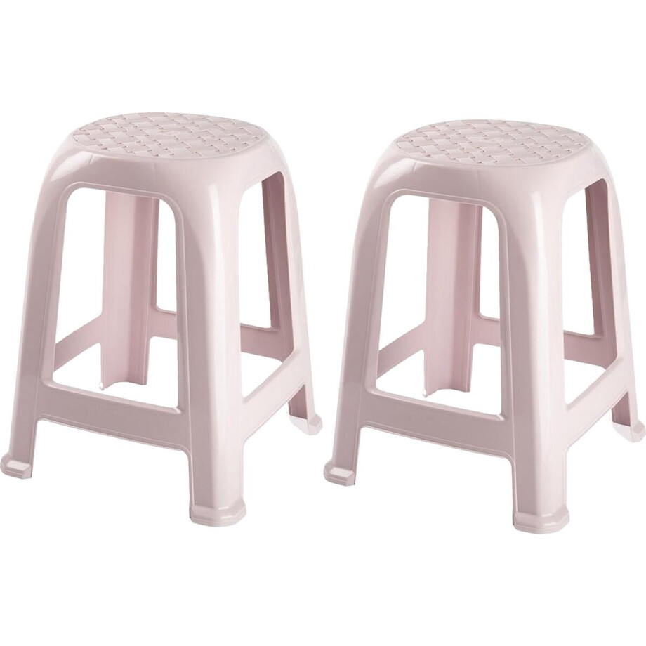 Forte Plastics Keukenkrukje/opstapje - 2x - Handy Step - roze - kunststof - 37 x 37 x 46 cm Forte Plastics Keukenkrukje/opstapje - 2x - Handy Step - roze - kunststof - 37 x 37 x 46 cm afbeelding 1