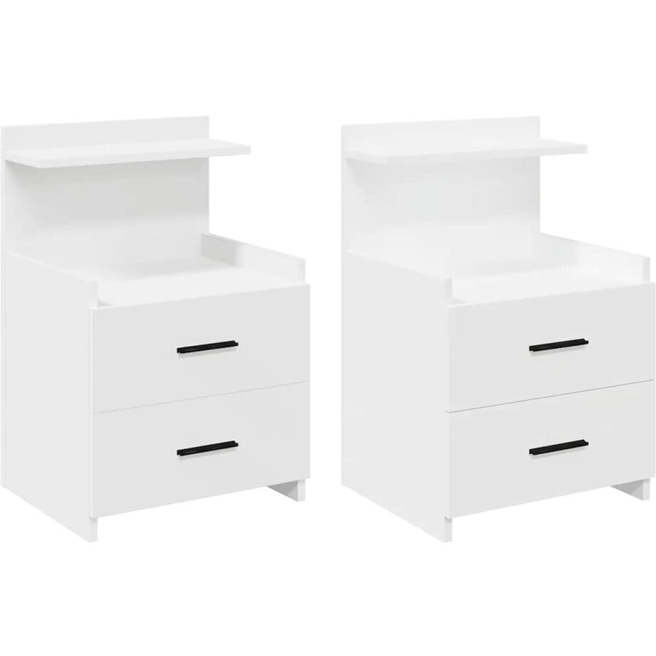 vidaXL - Nachtkastjes - 2 - st - met - 2 - lades - wit - 40x36,5x62 - cm vidaXL - Nachtkastjes - 2 - st - met - 2 - lades - wit - 40x36,5x62 - cm afbeelding 1