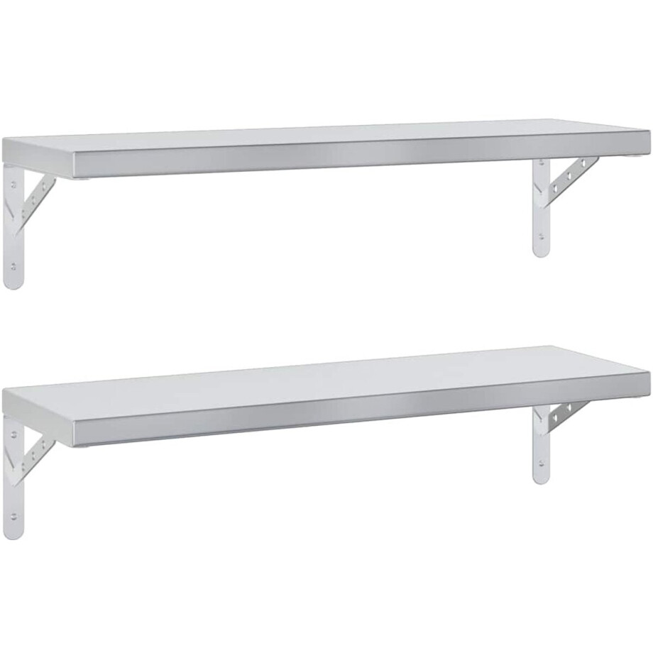 vidaXL Wandschappen - Roestvrij staal - 75x23,5 cm Zwevende Wandschap - Wandschapsset - Roestvrijstalen Wanddecoratie - Wandopbergingsmogelijkheden - Multifunctionele Wandplank afbeelding 1
