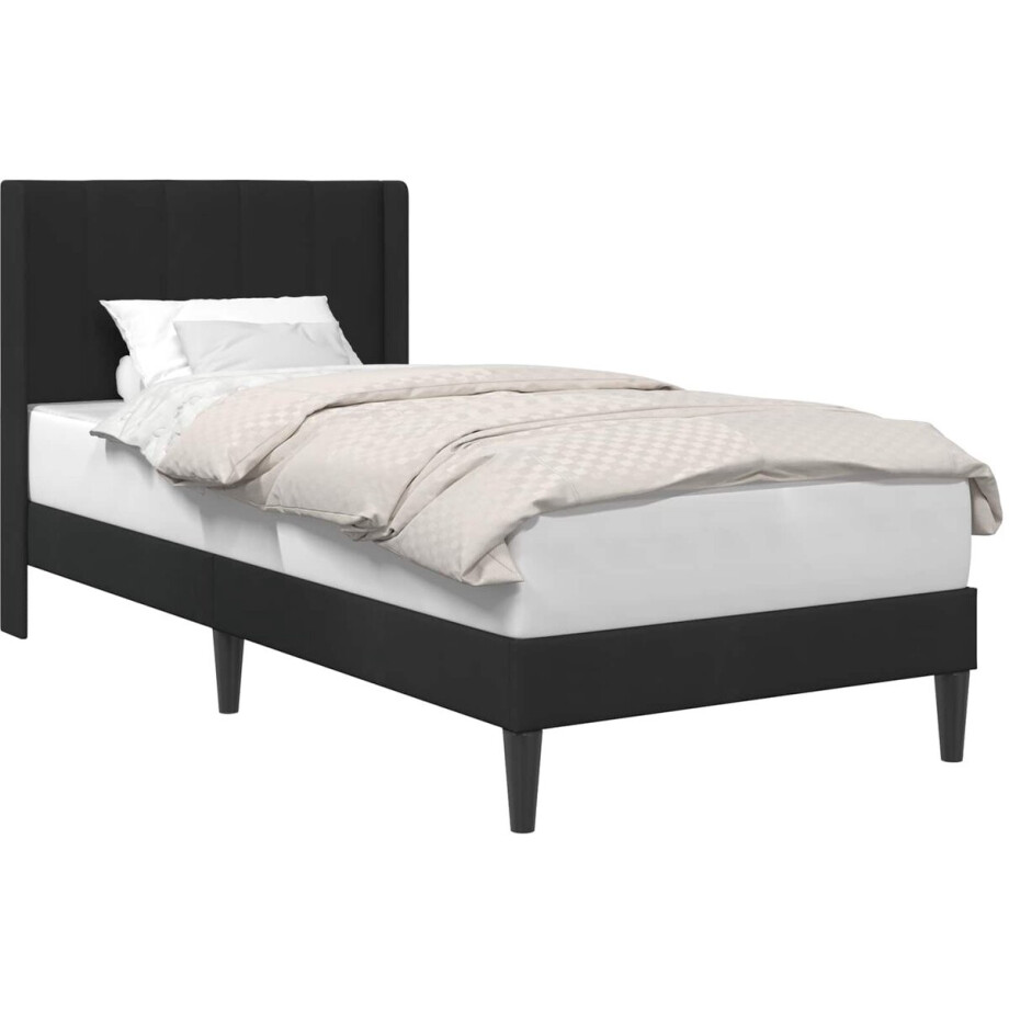 vidaXL - Bedframe - met - hoofdeinde - Zwart - 90 - x - 200 - cm - Fluweel afbeelding 1