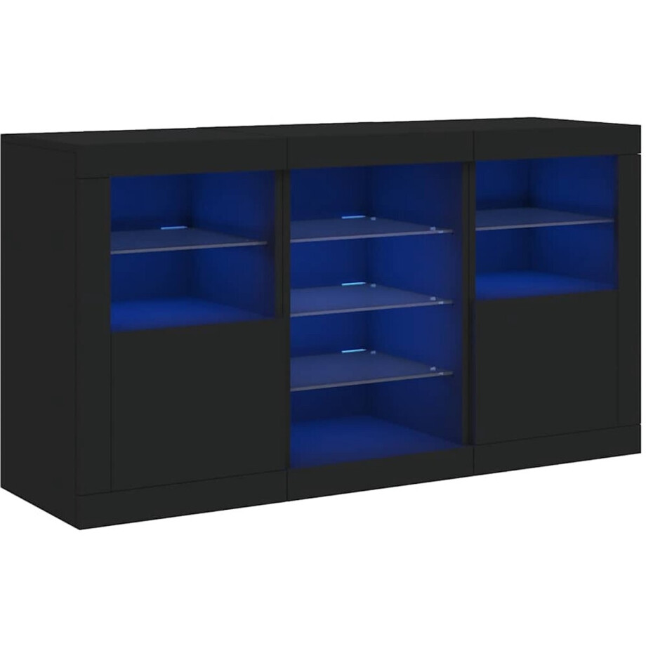 vidaXL - Dressoir - met - LED-verlichting - 123x37x67 - cm - zwart afbeelding 1