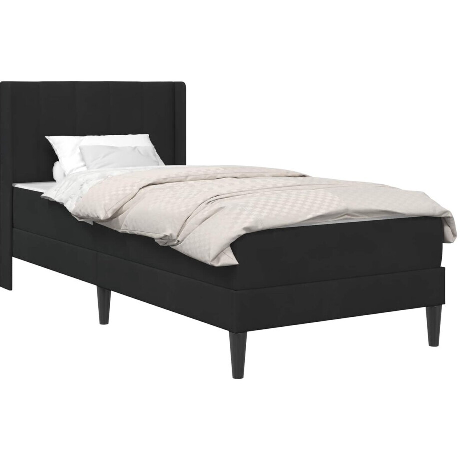 vidaXL - Bedframe - met - matras - met - hoofdeinde - Zwart - 90 - x - 190 - cm - Fluweel vidaXL - Bedframe - met - matras - met - hoofdeinde - Zwart - 90 - x - 190 - cm - Fluweel afbeelding 1