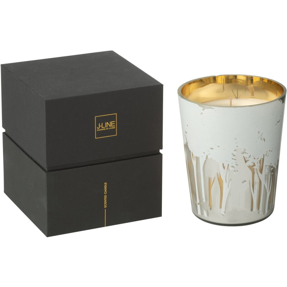 J-Line geurkaars Noa Bos - Ayra - glas - wit/goud - medium - 68U afbeelding 1