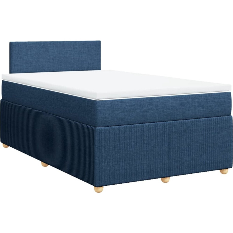 vidaXL - Boxspring - met - matras - stof - blauw - 120x190 - cm afbeelding 1