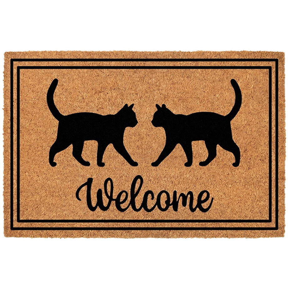 Clayre & Eef Deurmat Bruin Kokos Katten Clayre & Eef Deurmat Bruin Kokos Katten afbeelding 1