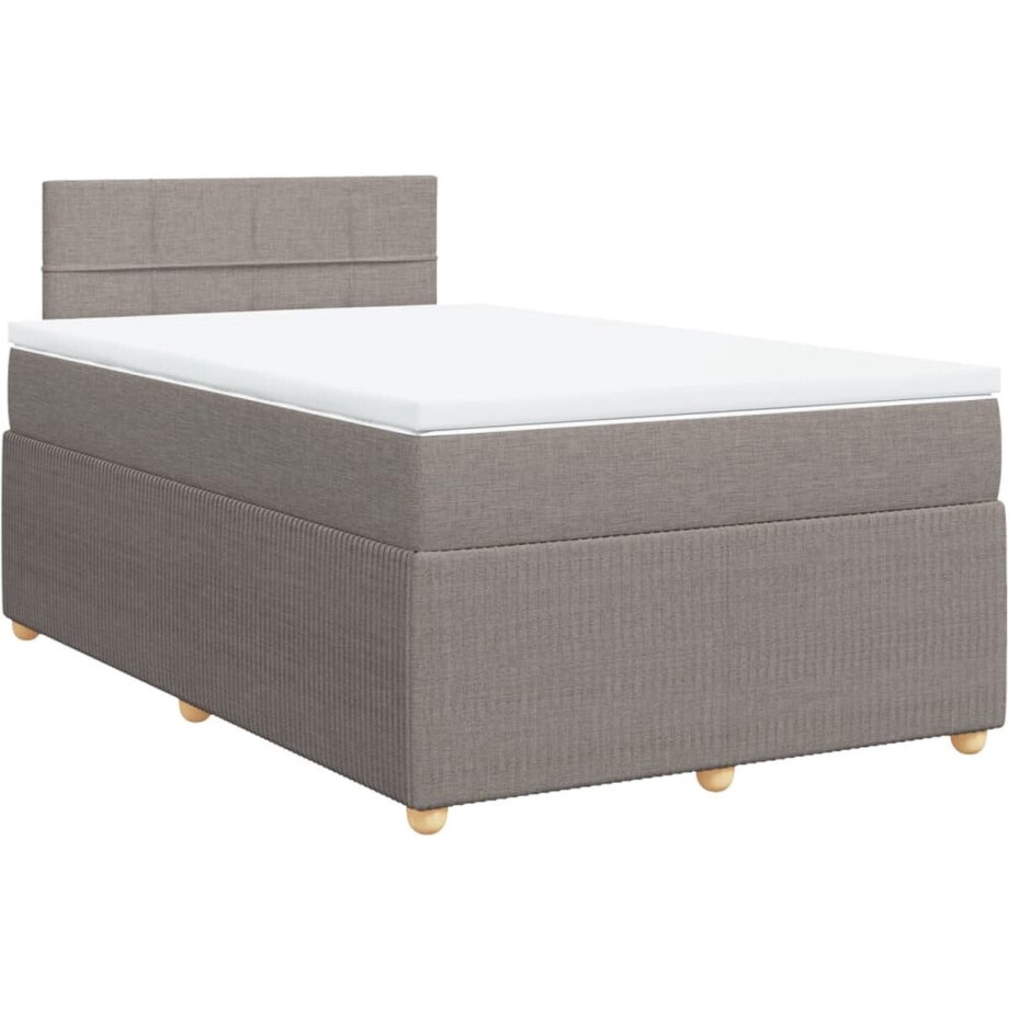 vidaXL - Boxspring - met - matras - stof - taupe - 120x200 - cm vidaXL - Boxspring - met - matras - stof - taupe - 120x200 - cm afbeelding 1