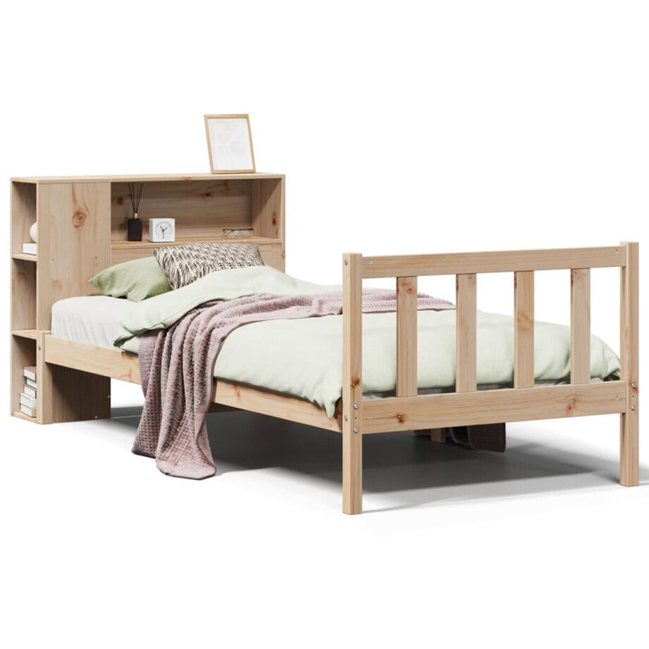 vidaXL - Bed - met - boekenkast - zonder - matras - massief - grenenhout - 90x190 - cm vidaXL - Bed - met - boekenkast - zonder - matras - massief - grenenhout - 90x190 - cm afbeelding 1