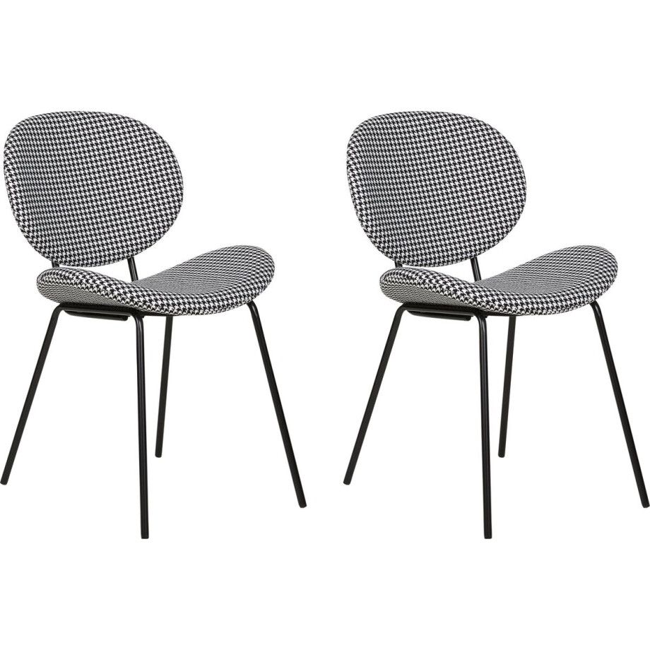 BELIANI LUANA - Eetkamerstoel set van 2 - Zwart/Wit - Polyester BELIANI LUANA - Eetkamerstoel set van 2 - Zwart/Wit - Polyester afbeelding 1